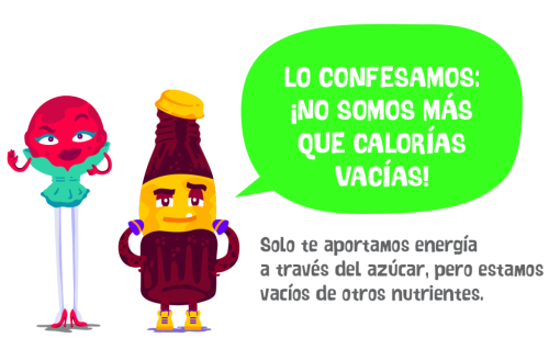 Ultraprocesados con mucho AZÚCAR:
Refrescos o bebidas gaseosas y energizantes, jugos (bebidas azucaradas a base de fruta, jugos en polvo), bebidas azucaradas a base de leche, galletitas dulces, alfajores, budines envasados, cereales endulzados y en barritas, postres en polvo o envasados, golosinas y caramelos.